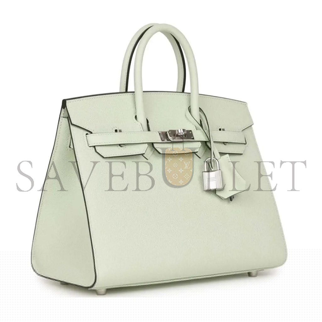HERMÈS MASTER BIRKIN 25 SWIFT LEATHER BUBBLE GREEN SILVER BUCKLE BAG H049362CK01 (25*20*13cm)